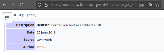 Screenshot aus Wikimedia Commons Screenshot aus Wikimedia Commons mit Angaben zu einem Foto von Andreas M. Bräu
